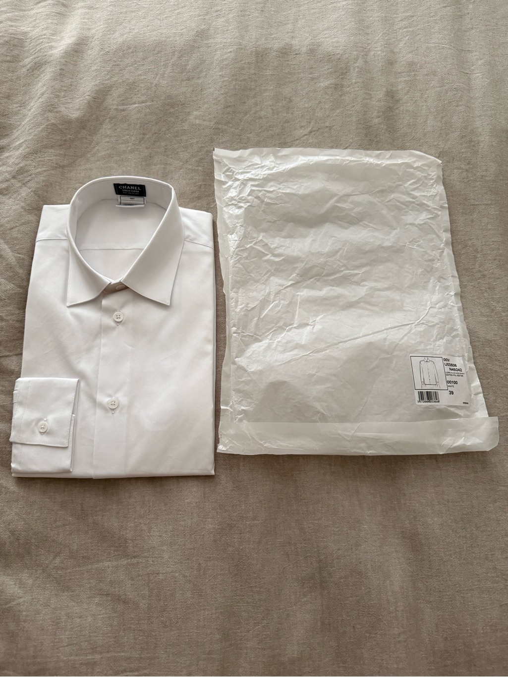 Chanel White Men's Dress Shirt - Point Collar
